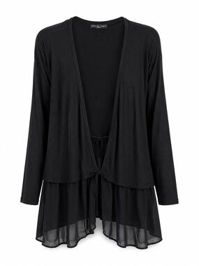 Kim & Cami Black Lightweight Open Front Cardigan